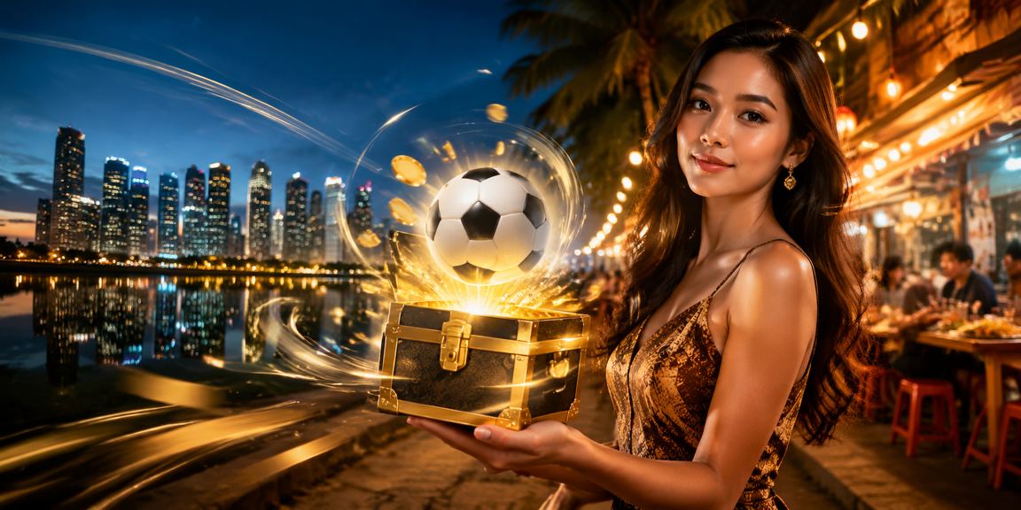 Taruhan sepak bola di pasar malam dengan suasana ramai dan penuh semangat